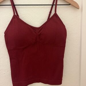 No Boundaries Burgundy Ribbed Tank Top